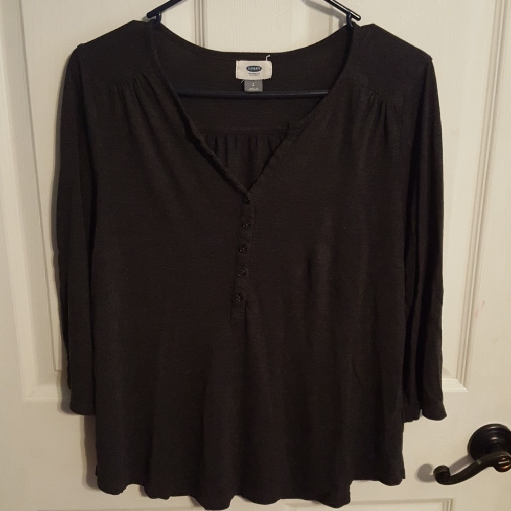 Women's long sleeve dark grey tee